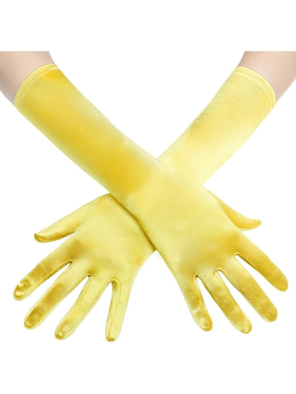 Women Yellow Blue Long 1920s Flapper Party Wedding Bridal Satin Opera Gloves